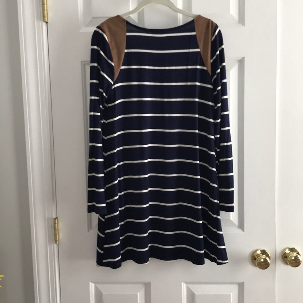 Mint Julep boutique striped dress w/ suede patches - Picture 5 of 7
